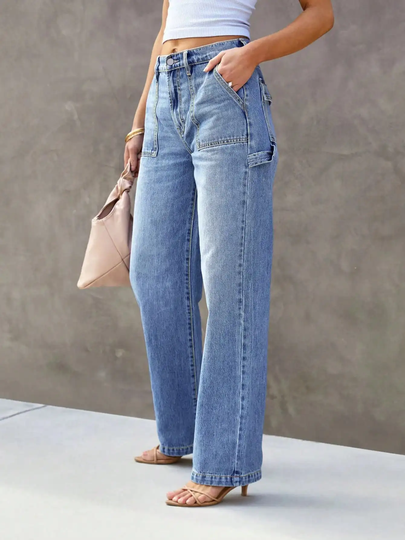 Pantalones vaqueros rectos de pierna ancha